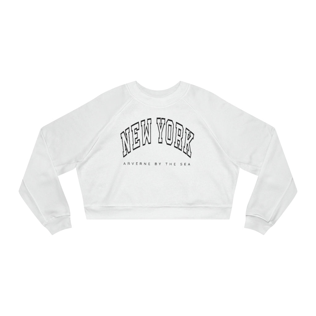 Women's Cropped Fleece Pullover - New York Graphic