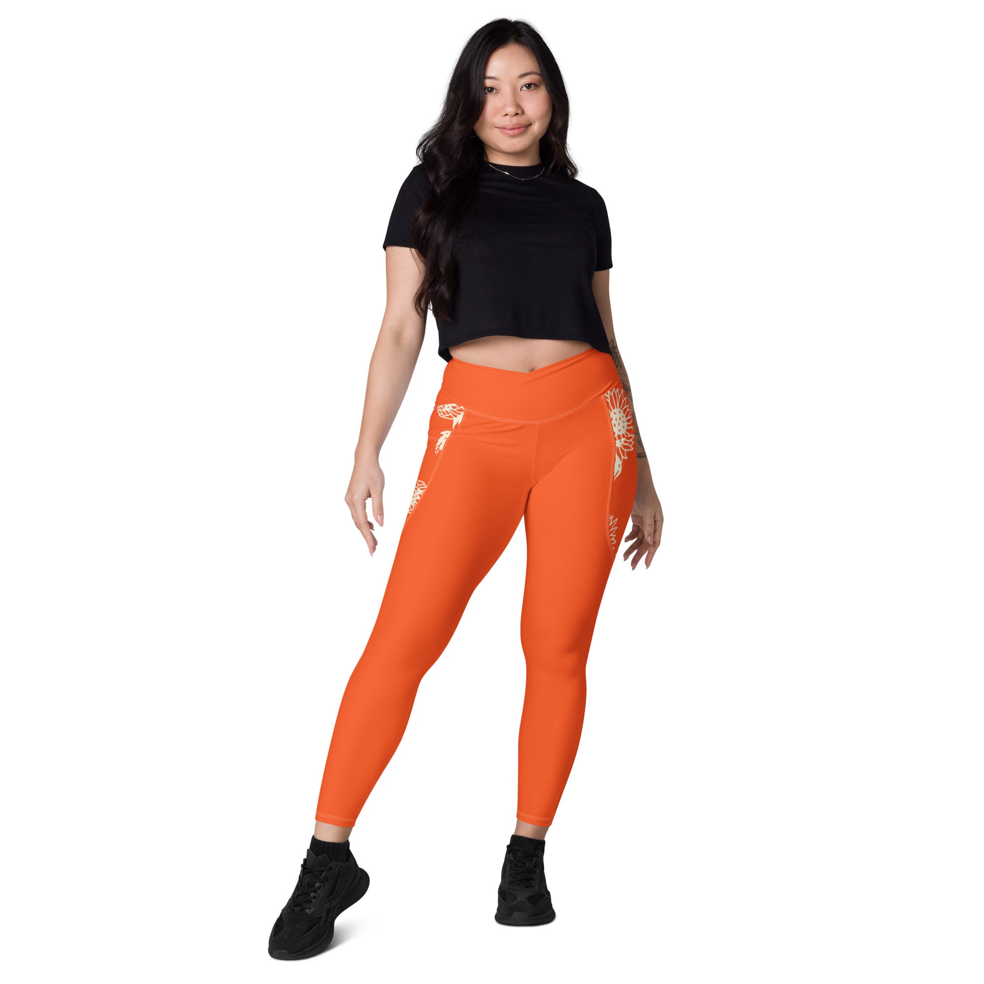 Crossover leggings with pockets - Bloom